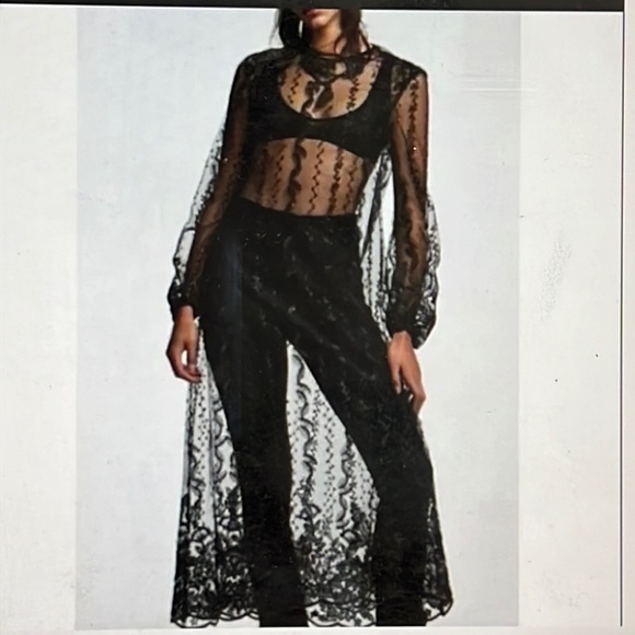 Zara Tops - Zara Embroidered and Embellished Maxi Tunic